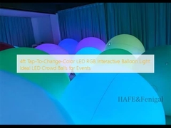 4フィート タップで色が変わる LED RGB インタラクティブ バルーンライト：イベントに最適な LED クラウドボール