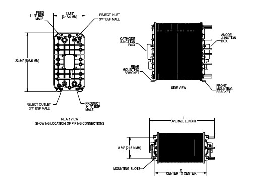 IONPURE CEDI モジュール IP-LXM18Z-5 edi モジュール 溶解有機物質 最低流量 > 17 MW-cm 最大流量 > 7 MW-cm